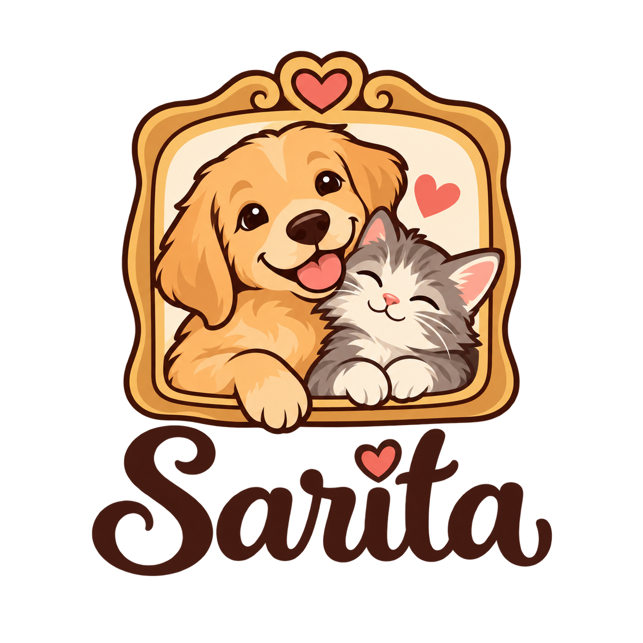 Logo de Sarita: un perrito y un gatito juntos